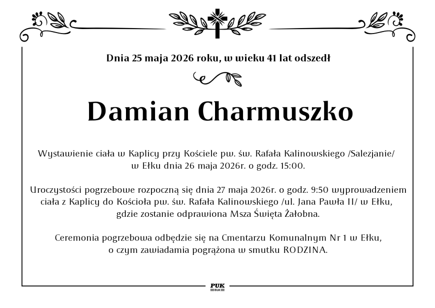 Damian Charmuszko - nekrolog